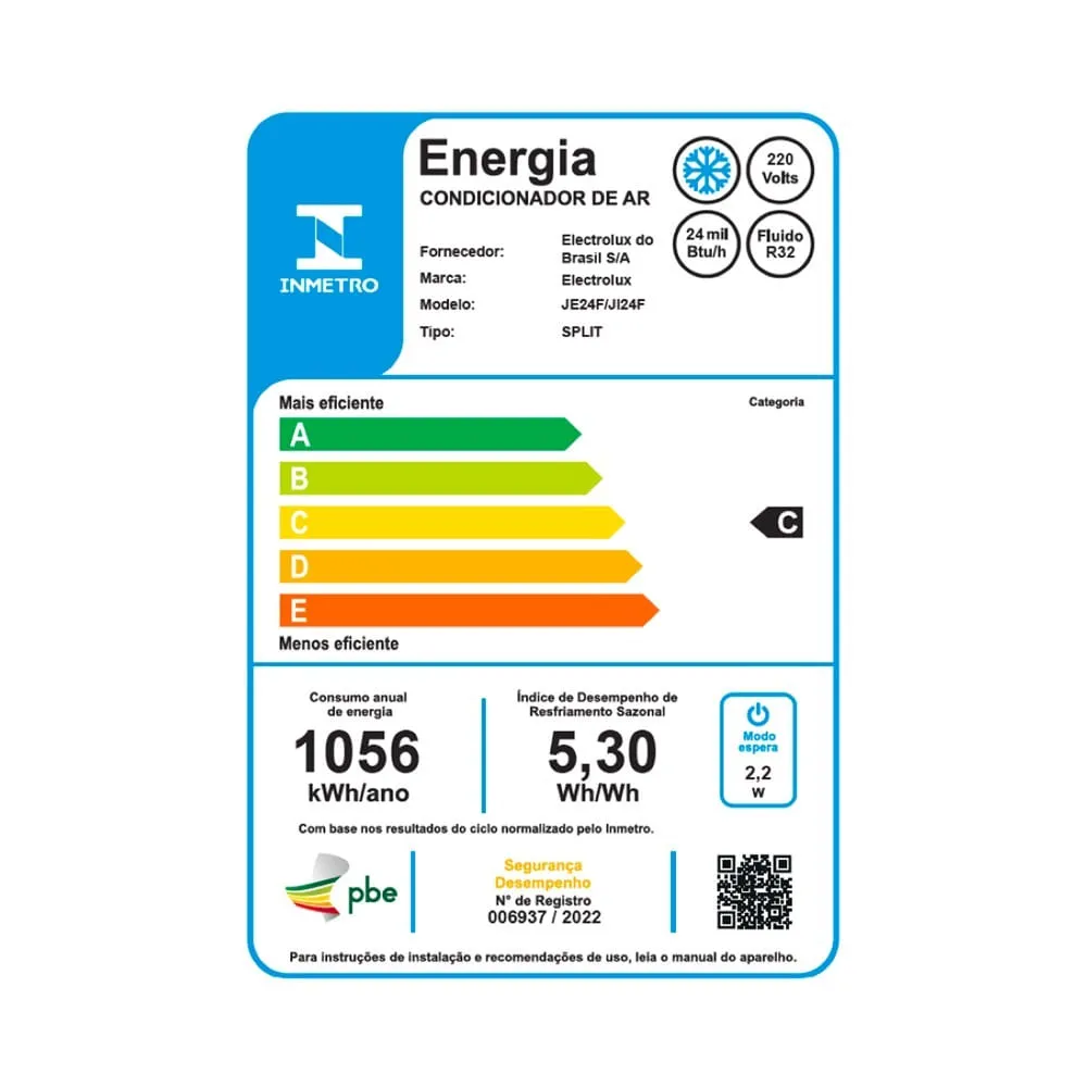 Ar-Condicionado Split Electrolux Inverter 24.000 BTUs Color Adapt Frio Triple Protection (JI24F/JE24F)