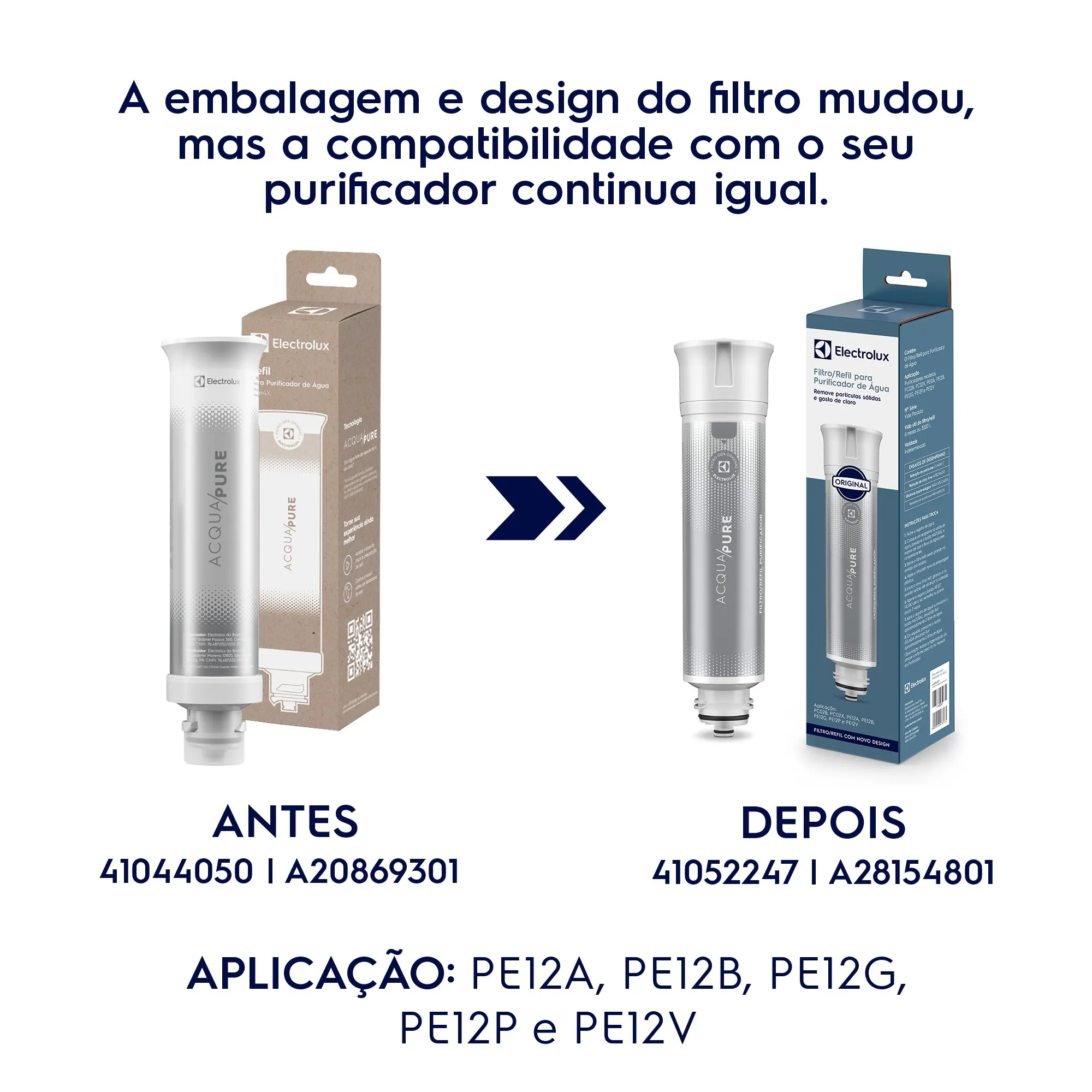 Kit 2 Filtros/Refis Originais de Água Acqua Pure para Purificador Electrolux PE12A/PE12B/PE12G/PE12V/PE12P