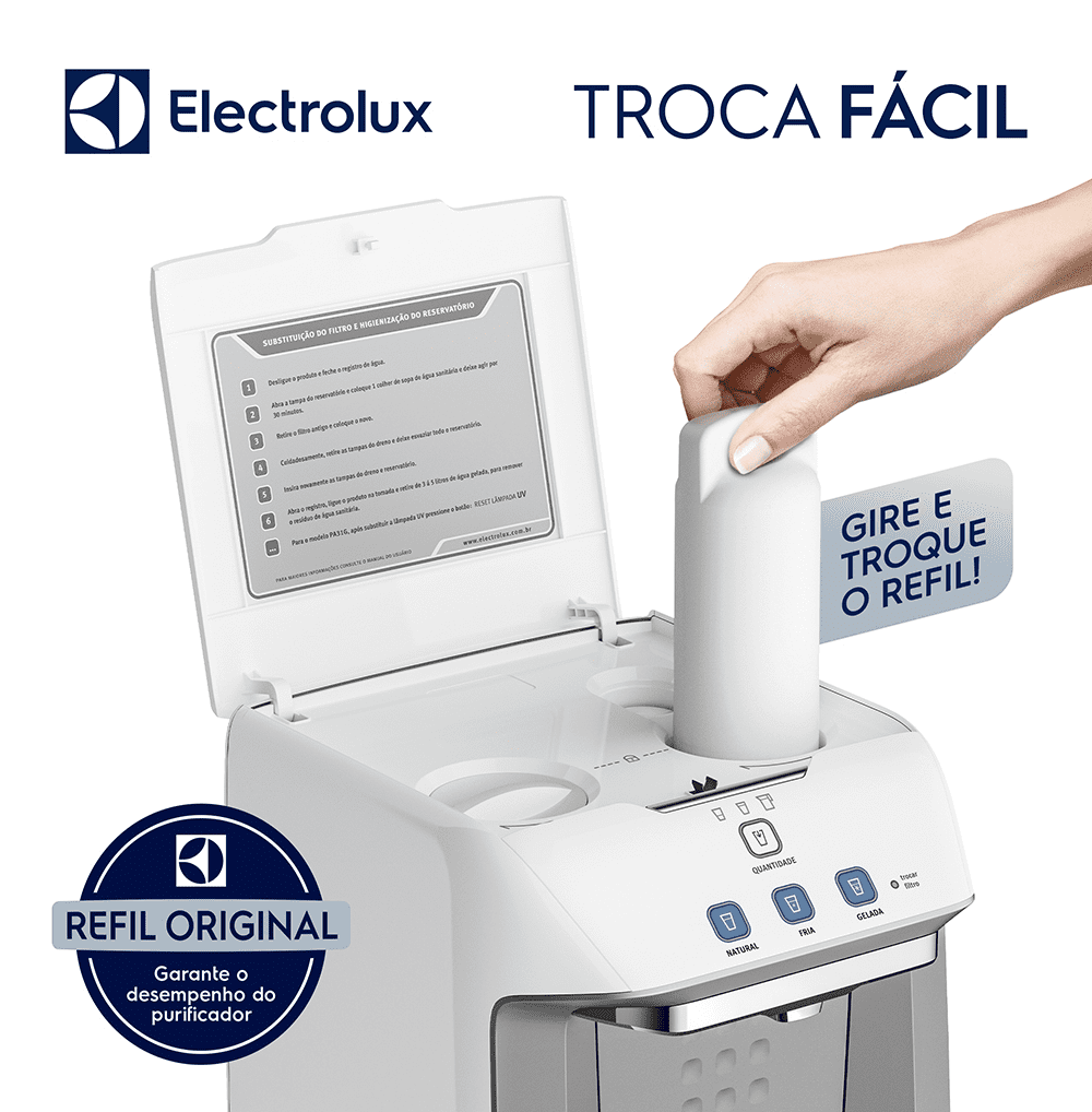 Kit 3 Filtros/Refis ORIGINAIS para Purificador de Água PA21G / PA26G / PA31G Electrolux