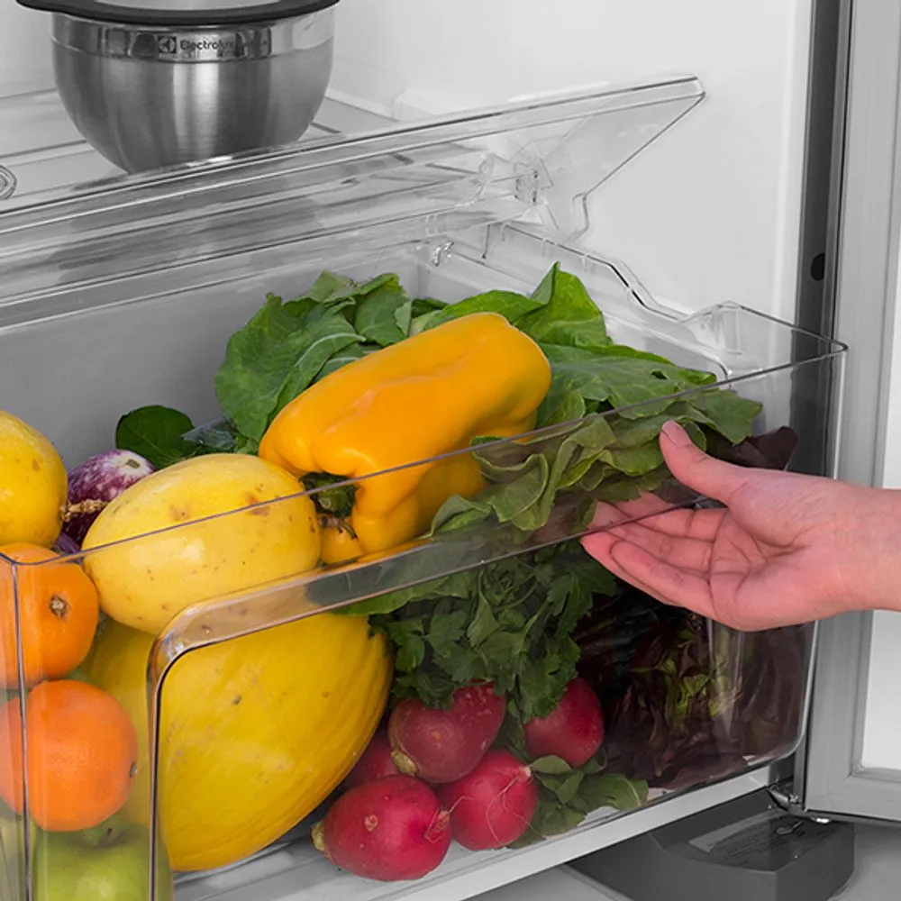 Geladeira Electrolux Frost Free 371L Turbo Congelamento Duplex Cor Inox (DFX41)
