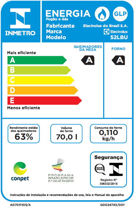 Fogão 4 Bocas Electrolux Branco Vidro Interno Removível (52LBU)
