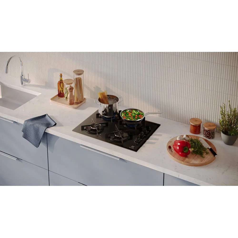 Cooktop 4 Bocas a Gás Electrolux Mesa de Vidro Efficient Grade de Aço Fosco (KE4GR)