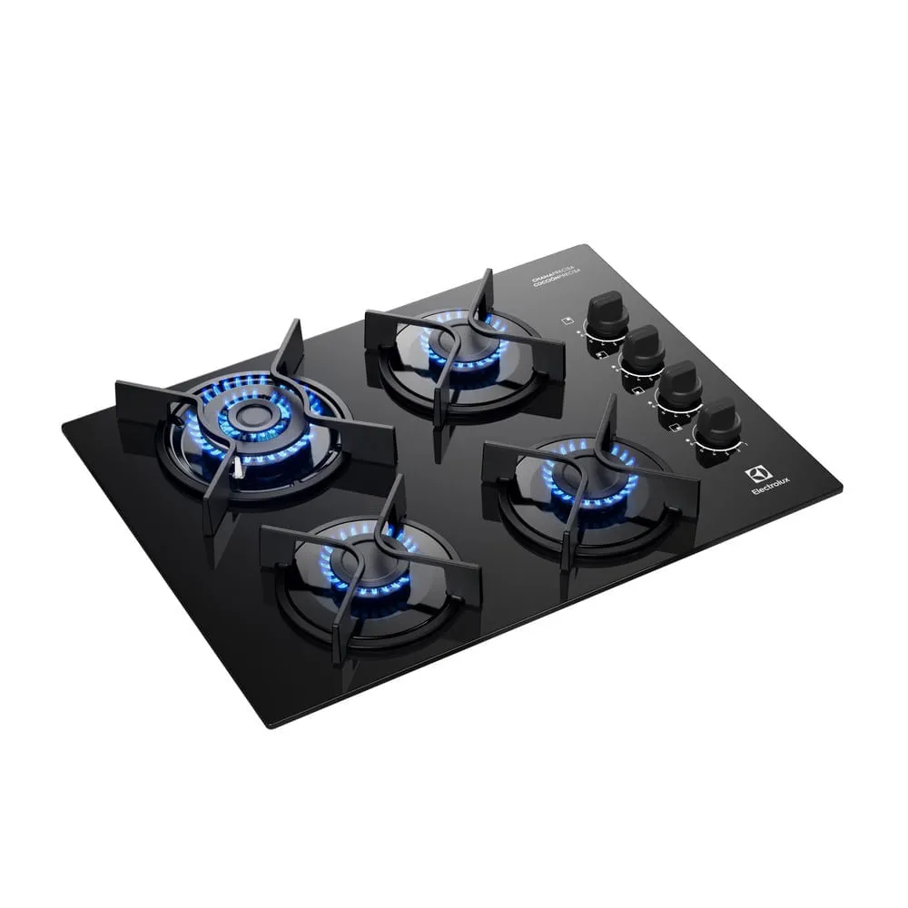 Cooktop 4 Bocas a Gás Electrolux Mesa Vidro Experience Tripla Chama e Grade de Ferro (KE4GC)