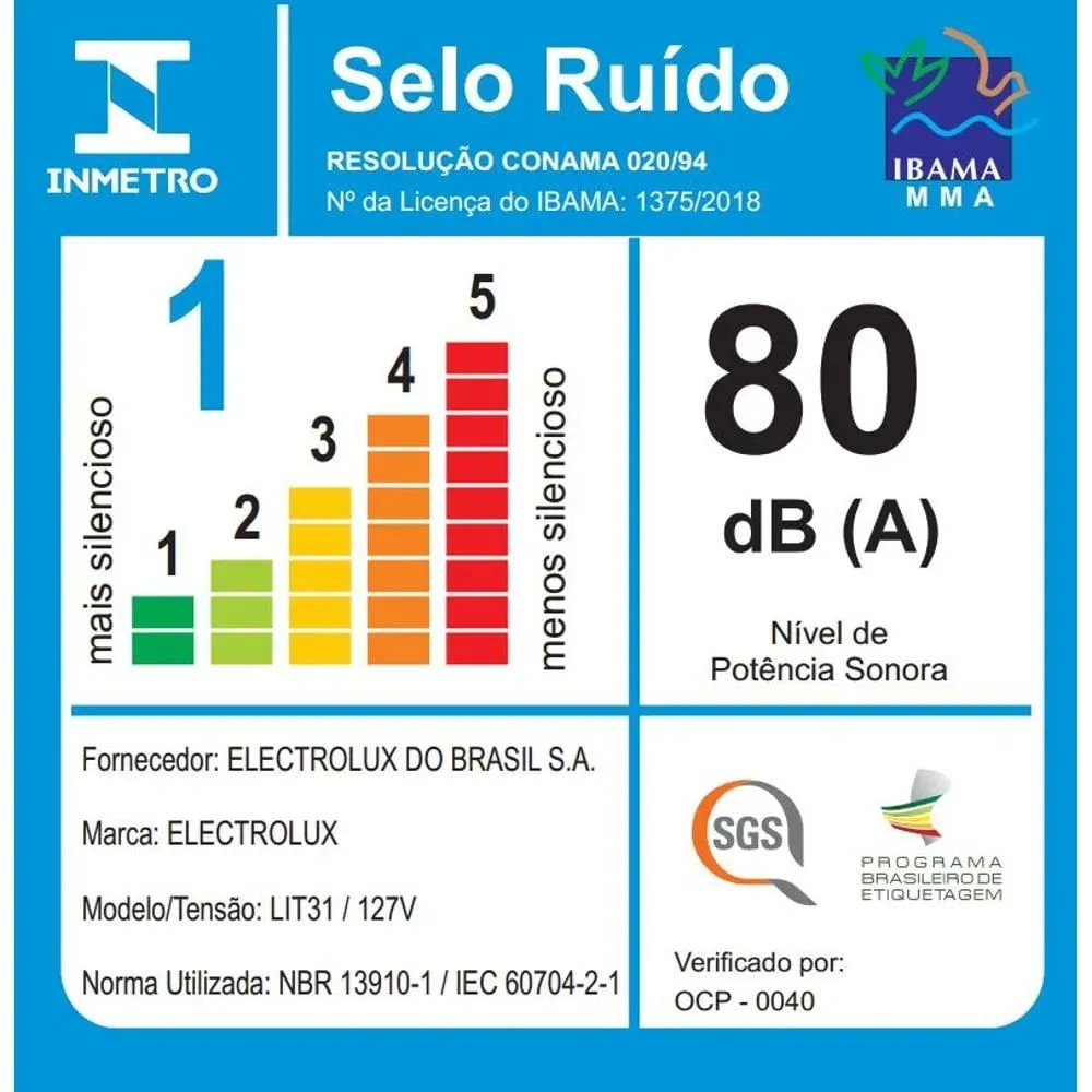 Aspirador de Pó sem Saco Electrolux 1400W Lite com Filtro HEPA Silencioso Branco (LIT31)