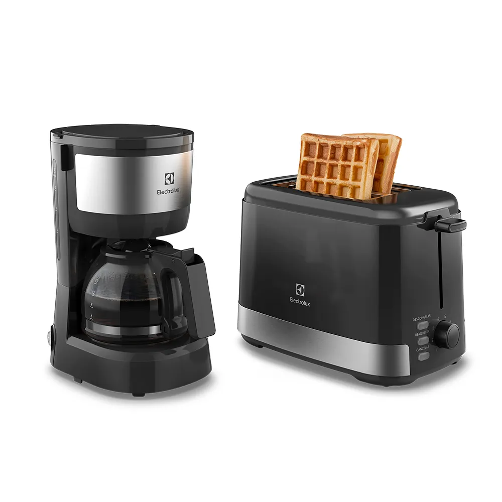 Kit Cafeteira 15 Xícaras e Torradeira Elétrica 8 Níveis Electrolux Efficient Inox (ECT10)