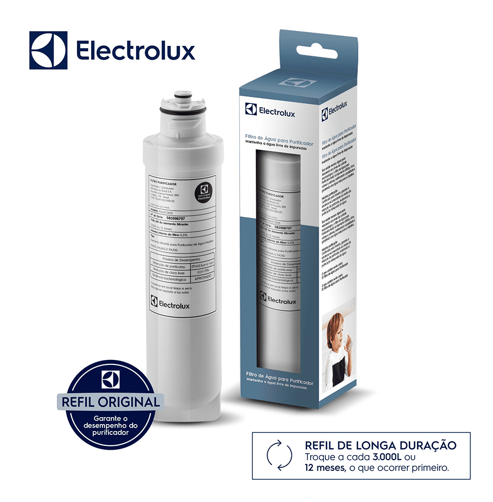 Kit 2 Filtros/Refis ORIGINAIS para Purificador de Água PA21G / PA26G / PA31G Electrolux