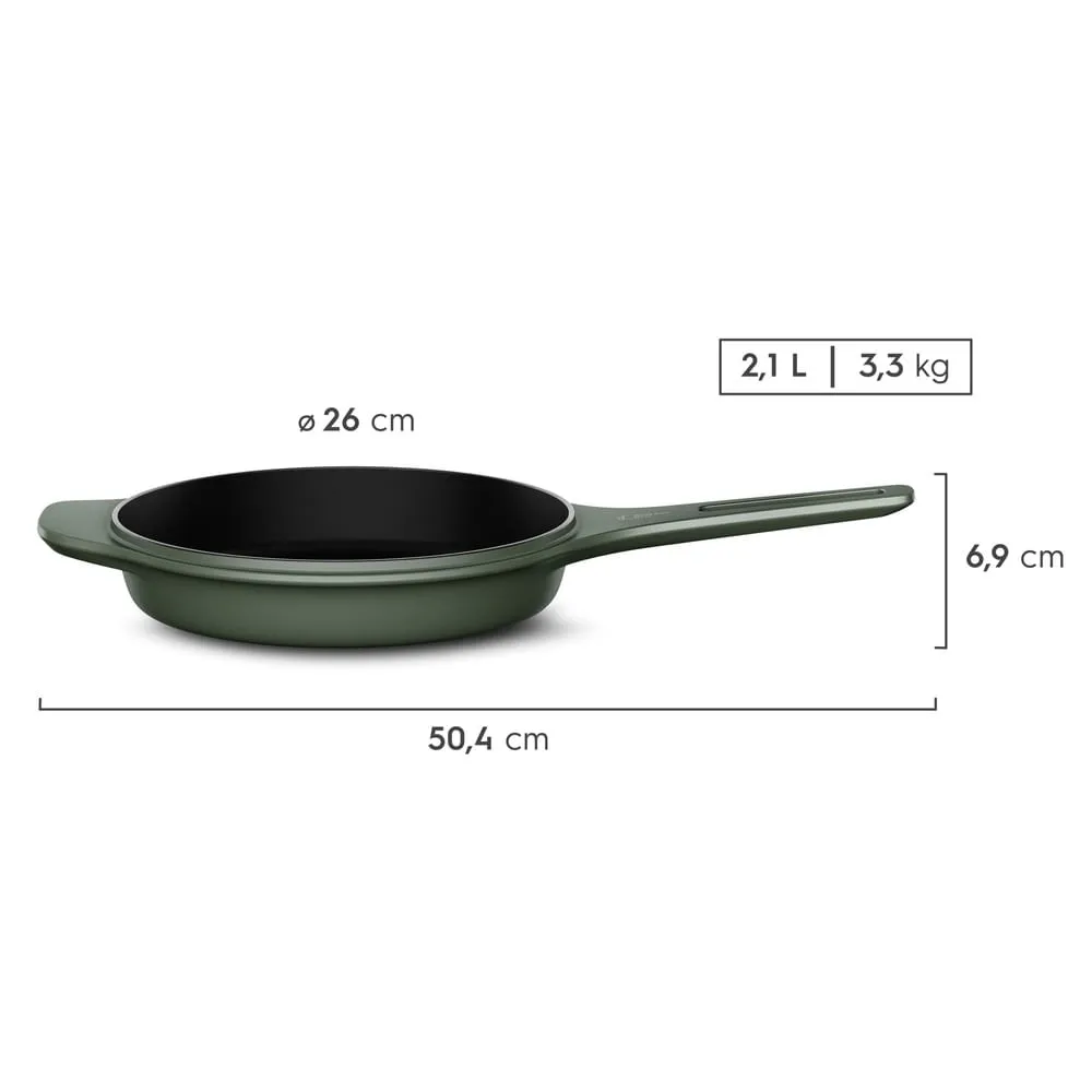 Kit Panela de Ferro Fundido Esmaltado Molheira 20cm + Frigideira de Ferro Fundido Esmaltado Electrolux 26cm verde Linha 100 Anos Celebre Preparos